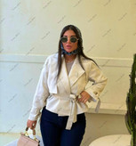 کت زنانه کرم شیری شایندار گلسینه دار