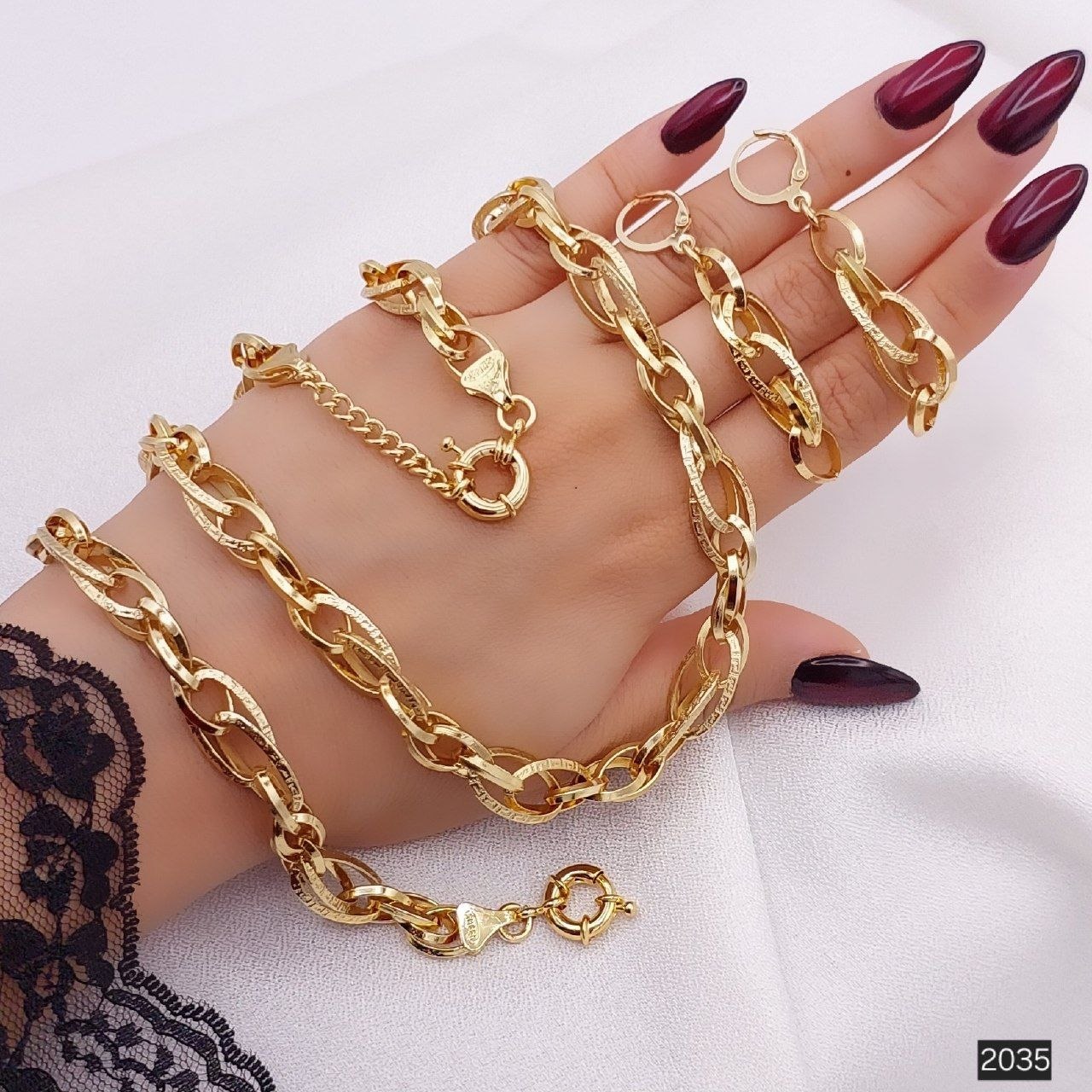 سرویس حلقه ای طرح طلا گردنبند،دستبند،گوشواره