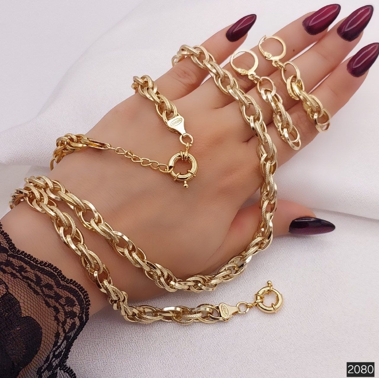 سرویس حلقه ای طرح طلا گردنبند،دستبند،گوشواره